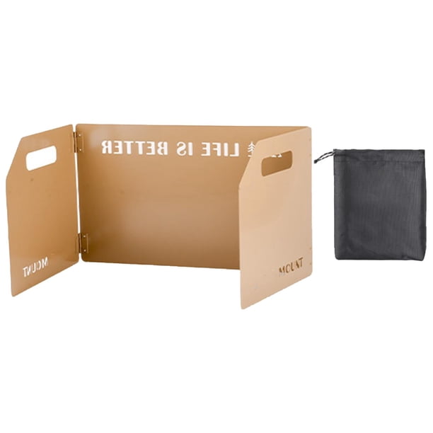 Horno de campamento Parabrisas Horno de gas Sombra de viento con bolsa de transporte Protector de viento Parabrisas plegable para acampar, Senderismo, 3 Platos shamjiam Parabrisas de horno plegable