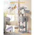 thumbnail image 5 of Cat Tree, 58.7‑Inch Tall Multi‑Level Cat Tower for Indoor Cats with Scratching Posts, Hammock and Cat Cave, Light Gray, 5 of 9