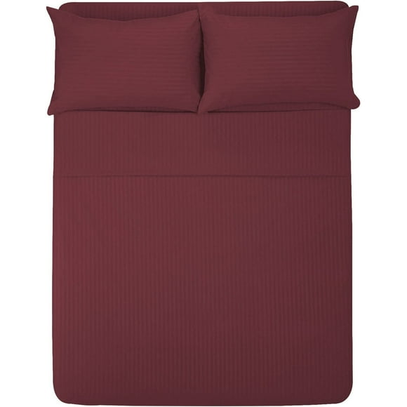 Sábana Queen Size MELOCOTTON HOGAR 1800 Hilos Microfibra Grabada Ultra Suave Mod Vino