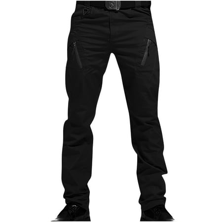 

Dadaria Cargo Pants Men Baggy Y2k Low Waisted Men Pants Multiple with Pockets Cargo Trousers Work Wear Combat Safety Cargo with Pocket Black L Female