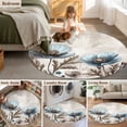 thumbnail image 5 of Spring Floral Round Area Rug 5 FT, Non Slip Bedroom Rugs, Teal Tulip Farmhouse Retro Botanical Herb Washable Soft Circular Carpet Non-Shedding Floor Mat for Kitchen Dining Room Foyer Balcony Dorm, 5 of 8