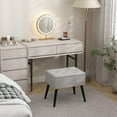 thumbnail image 4 of Favory Vanity Stool Chair with Storage, Multifunctional 20" Makeup Seat with Wood Legs, Ottoman Foot Rest, Upholstered Tufted Makeup Vanity Chair for Dressing Bedroom Living Room,Grey,2, 4 of 10