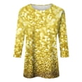 thumbnail image 3 of Womens Sparkly Tops, 3/4 Sleeve Shirts for Women Fall Fashion Loose Fit Shiny Sequins Printed Crewneck T-Shirts, 3 of 4
