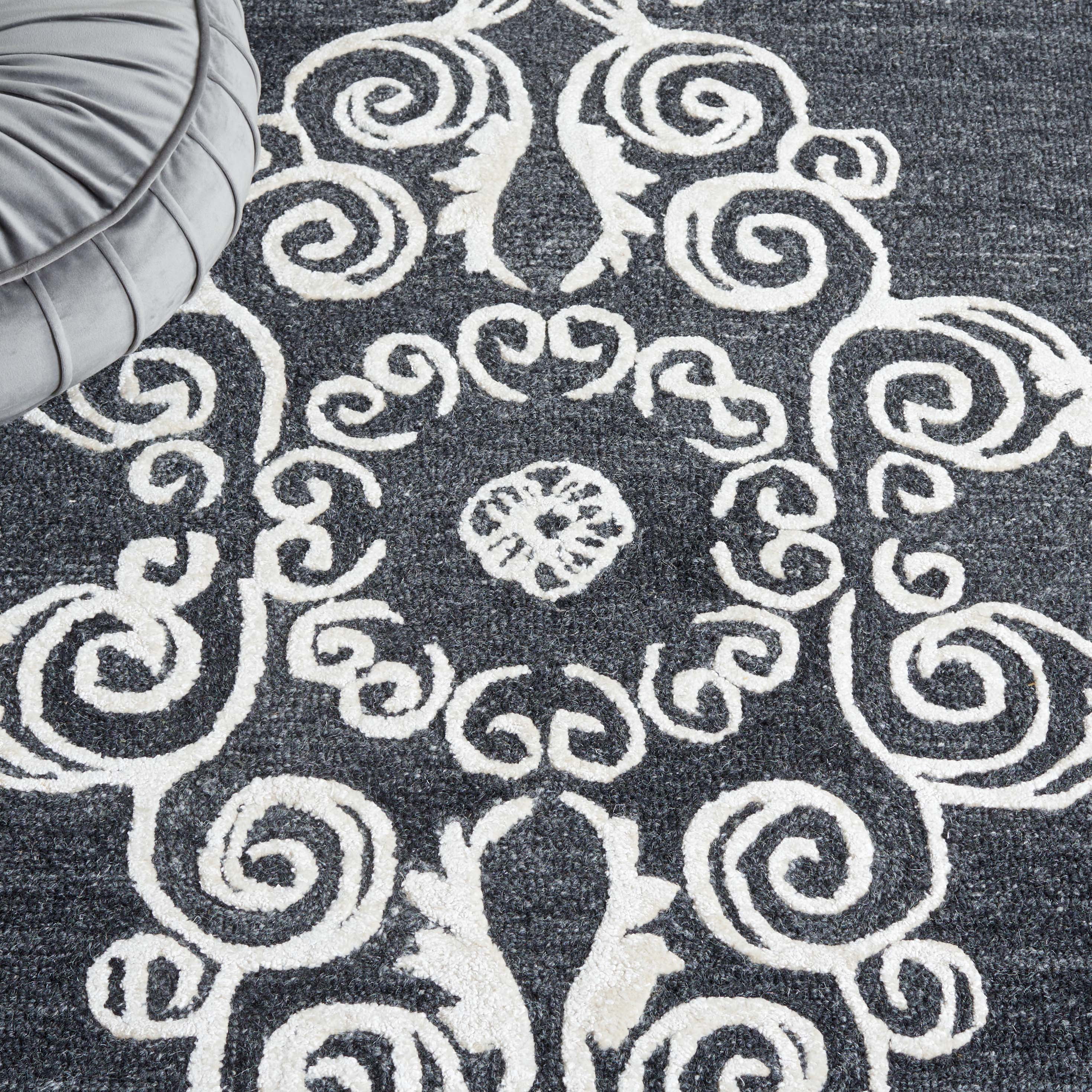 SAFAVIEH Glamour Euler Abstract Runner Rug, Black/Ivory, 2'3" x 8'