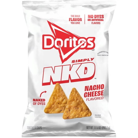 Doritos Simply NKD No Dyes No Artificial Flavors Nacho Cheese Tortilla Chips Bag, 9.25 oz​