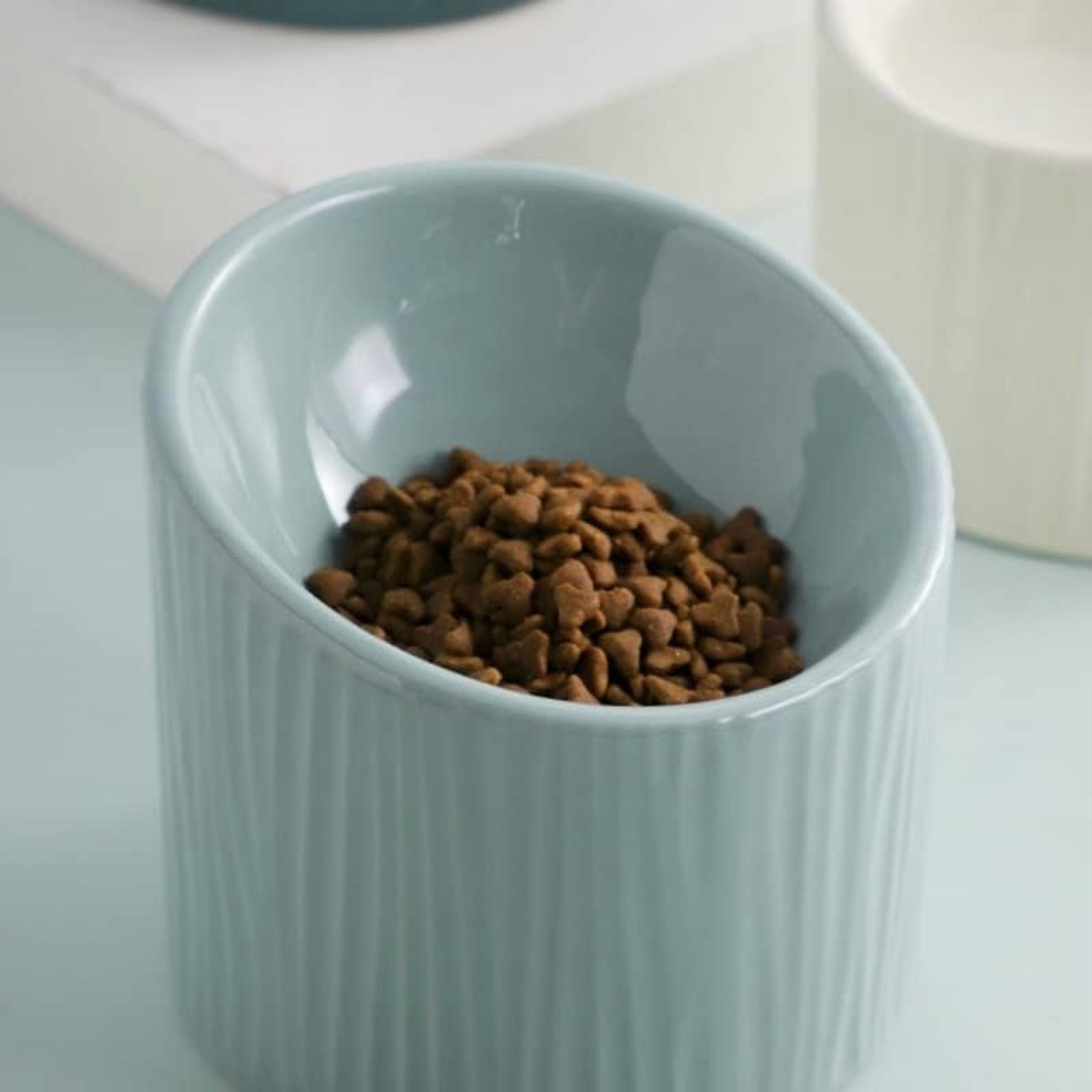Pet Food Dispenser Pet Ceramic Bowl with Inclined Mouth Elevated Cat Bowl for Dog Cat Indoor Pet Products (Color : 3)