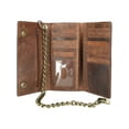 thumbnail image 3 of CTM  Crazy Horse Leather RFID Long Trifold Chain Wallet (Men), 3 of 5