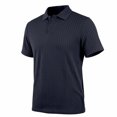 thumbnail image 6 of Mens Polo Shirts Solid Color Summer Casual Knit Short Sleeve Button Down with Pattern Business Collar Breathable Golf T Shirts for Man Navy L, 6 of 7