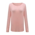 thumbnail image 2 of Dyfzdhu Long Sleeve T-shirt For Women Solid Color Knitted T-shirt Top Round Neck Long Sleeve Bottoming Shirt Casual Top, 2 of 5