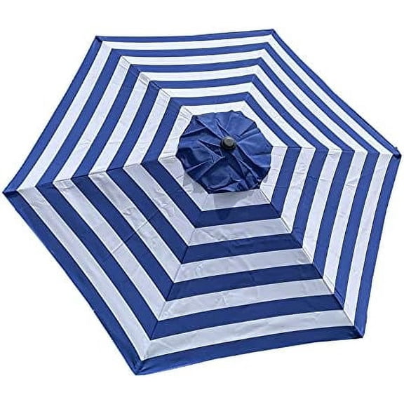 Replacement 9 Ft 6 Ribs ROYAL BLUE/WHITE STRIPE" STRONG THICK" Umbrella Canopy (Canopy Only)