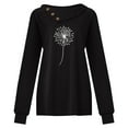 thumbnail image 3 of Baqcunre Long Sleeve T Shirt 2023 European And American Fashion Button Collar Dandelion Print Long Sleeve T Shirt Womens Jacket Plus Size Tops Black M, 3 of 3