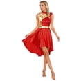 thumbnail image 4 of CHICTRY Womens Praise Dance Dress Metallic High Low Asymmetrical Hem Tank Dress Liturgical Worship Dancewear A Red XXL, 4 of 7