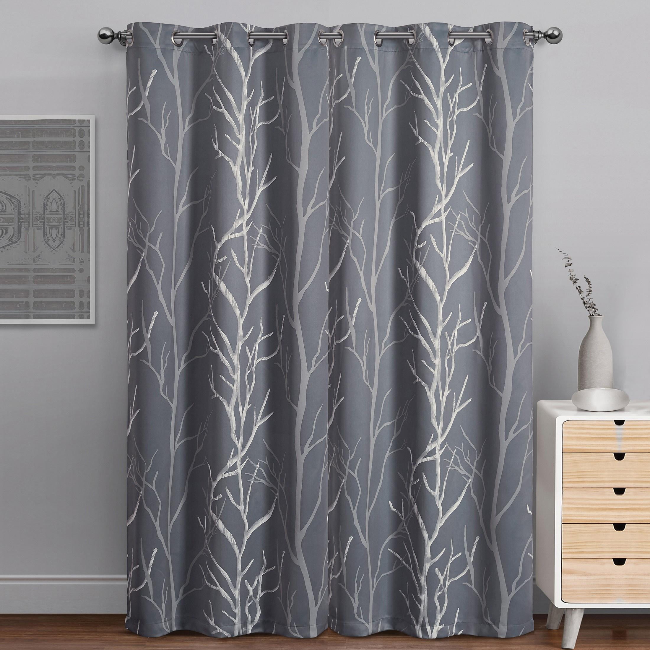 VCNY Home Kingdom Grey Branch Grommet Blackout Curtain, 40" x 95"