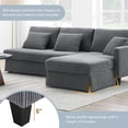 thumbnail image 5 of EUROCO 1300LBS 87" Modern L-shaped Sectional Sofa Couch, 4 Seat Corduroy Couch with Reversible Chaise and Pillows, Upholstered Convertible Sleeper Couch for Living Room, Apartment, Office, Gray, 5 of 11