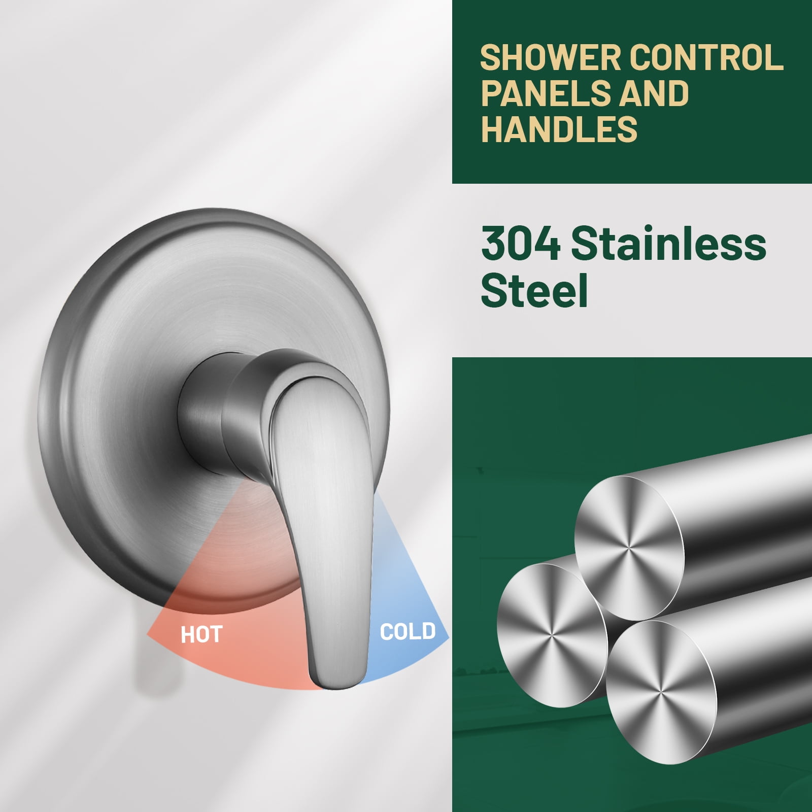 Cobbe 8-Inch Single Handle Bathroom Rain Shower Head Set with 6-Spray Patterns ABS Rainshower Showerhead Brushed Nickel