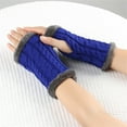thumbnail image 5 of CUZIBR Ski Gloves Arm Sleeves Knitted Plush Trim Fingerless Glove Handmade Crochet Mittens Warm Soft For Cycling Running Outdoor Activities, 5 of 8