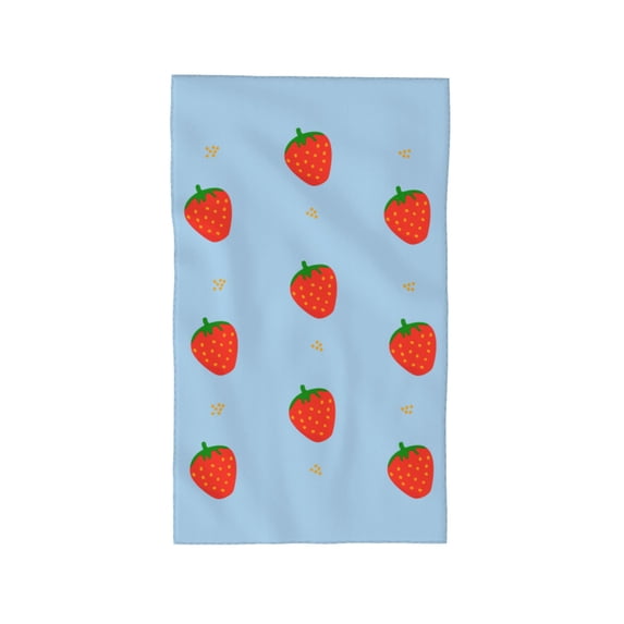 YFYANG Absorbent Towel, Soft Skin-Friendly Blue Cartoon Strawberry Washcloth Bath Towel, Suitable for All Skin, 27.5 x 16-inch