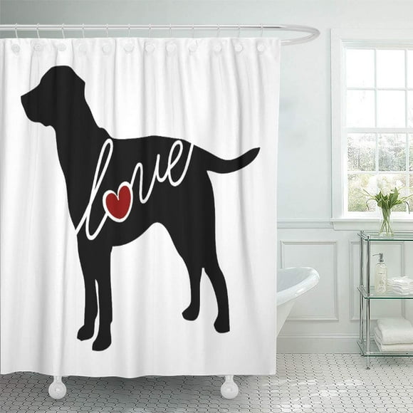 SUTTOM Yellow Labrador Lab Love Brown Chocolate Black Dog Pet Shower Curtain 60x72 inch