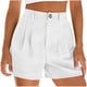 thumbnail image 1 of Pantalones Cortos de Ajuste Suelto para Mujeres Moda Casual Alta Cintura de Lino Mezcla Pantalones Cortos con Bolsillos, Poliéster Suave Recto Sólido Fondo de Verano para Diario, 1 of 6