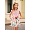 thumbnail image 5 of Arshiner Girl's 2 Piece Summer Outfit Sleeveless T-Shirt and Hawaiian Tropical Boho Shorts, 5 of 6