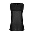 thumbnail image 5 of Women's Shiny Tank Top Solid Color Round Neck Sleeveless Casual Summer Tops Tank Shirts Loose Fit Shiny Blouses Wedding Vest Black L, 5 of 9