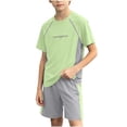 thumbnail image 2 of ITSAME Boys Girls Athletic Outfits 2-Piece Short Sleeve Top and Shorts Set Kids Quick-Dry Sportswear Green Size 12, 2 of 7