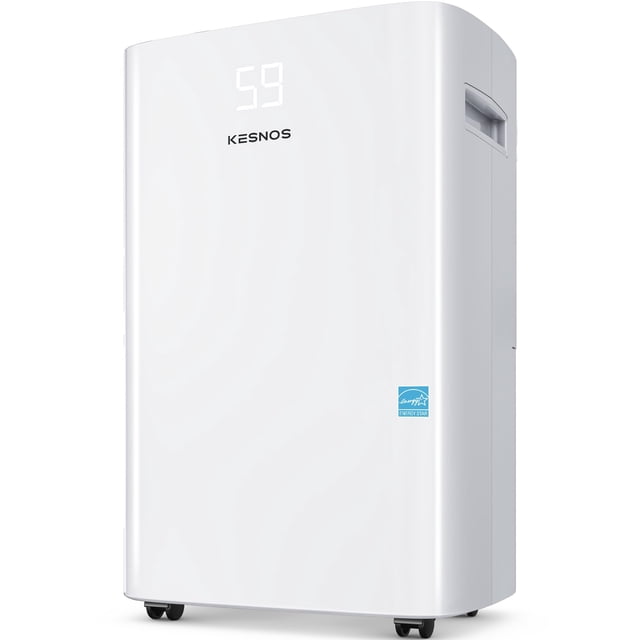 Kesnos 80 Pintas 5000 Pies Cuadrados. Pie. Deshumidificador Energy Star Para El Hogar, Sótano, Dormitorio, Baño Con Manguera De Drenaje Y Tanque De Agua De 1,42 Galones Con Pantalla Frontal, Temporiza
