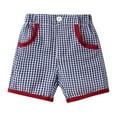 thumbnail image 3 of NAISIBABY Girls Bermuda Shorts, Fashion Cute Plaid Elastic Waist Summer Casual Pull-On Shorts Navy 3-4T, 3 of 4