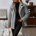 thumbnail image 5 of Enjoytime Fall Winter Fleece Jacket Women Notch Lapel Button Down Long Sleeve Coat Casual Warm Fuzzy Outerwear with Pocket, 5 of 7