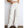 thumbnail image 5 of Women's White High Waist Straight Leg Cargo Pants with Pockets | [ZhiHiMeRi] | 10, 5 of 12