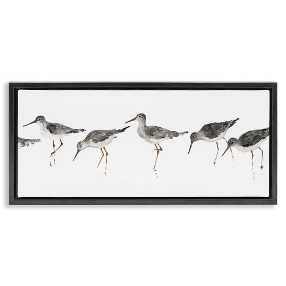 Stupell Industries Coastal Minimal Beach Bird Sandpipers Black Floating Frame Canvas Art, 25 x 11, by Avery Tillmon