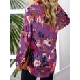 thumbnail image 7 of Weardear Women's Casual Lantern Long Sleeve Tops Abstract Print Lapel V Neck Flowy Loose Blouses, 7 of 7
