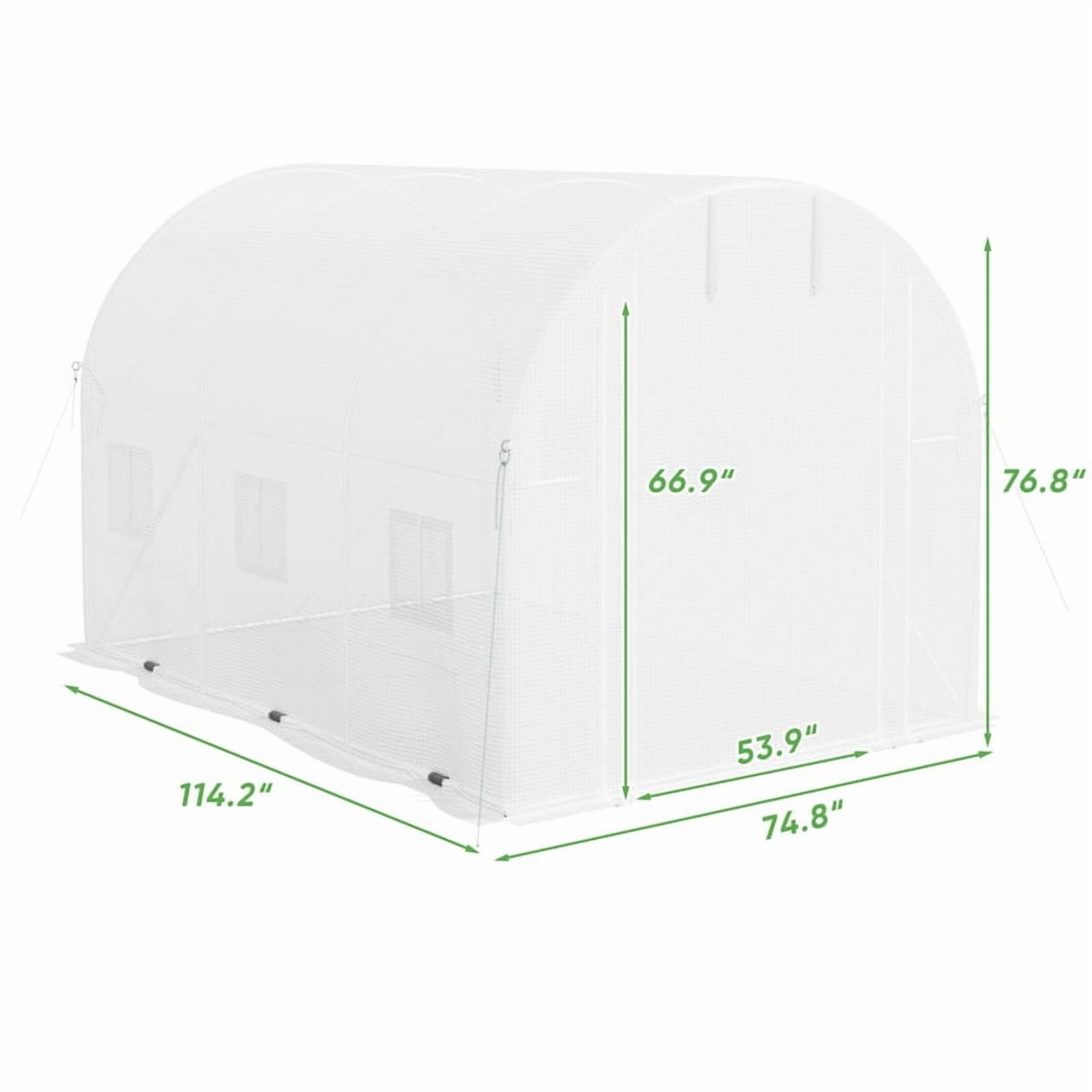 Homall 10 x 6.5 ft Patio Greenhouse with Zippered Door & 6 Roll-up Windows, Outdoor Walk-in Tunnel Greenhouse with Galvanized Frame & Waterproof , White