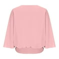 thumbnail image 4 of Lenpel Women's Chiffon Blouses Bell 3/4 Length Sleeve Boat Neck Business Casual Work Tops Loose Tunic Shirts(Pink,X-Large), 4 of 7