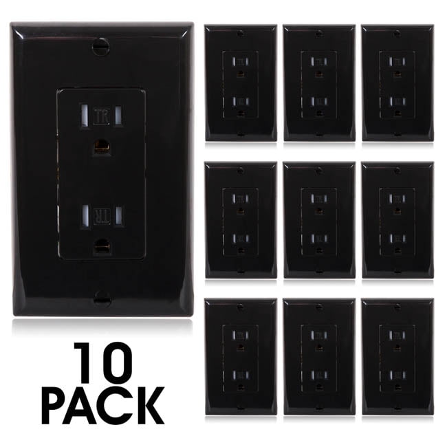Maxxima Tamper Resistant Duplex Outlet Receptacle 15A Wall Plate Incl 10 Pack 