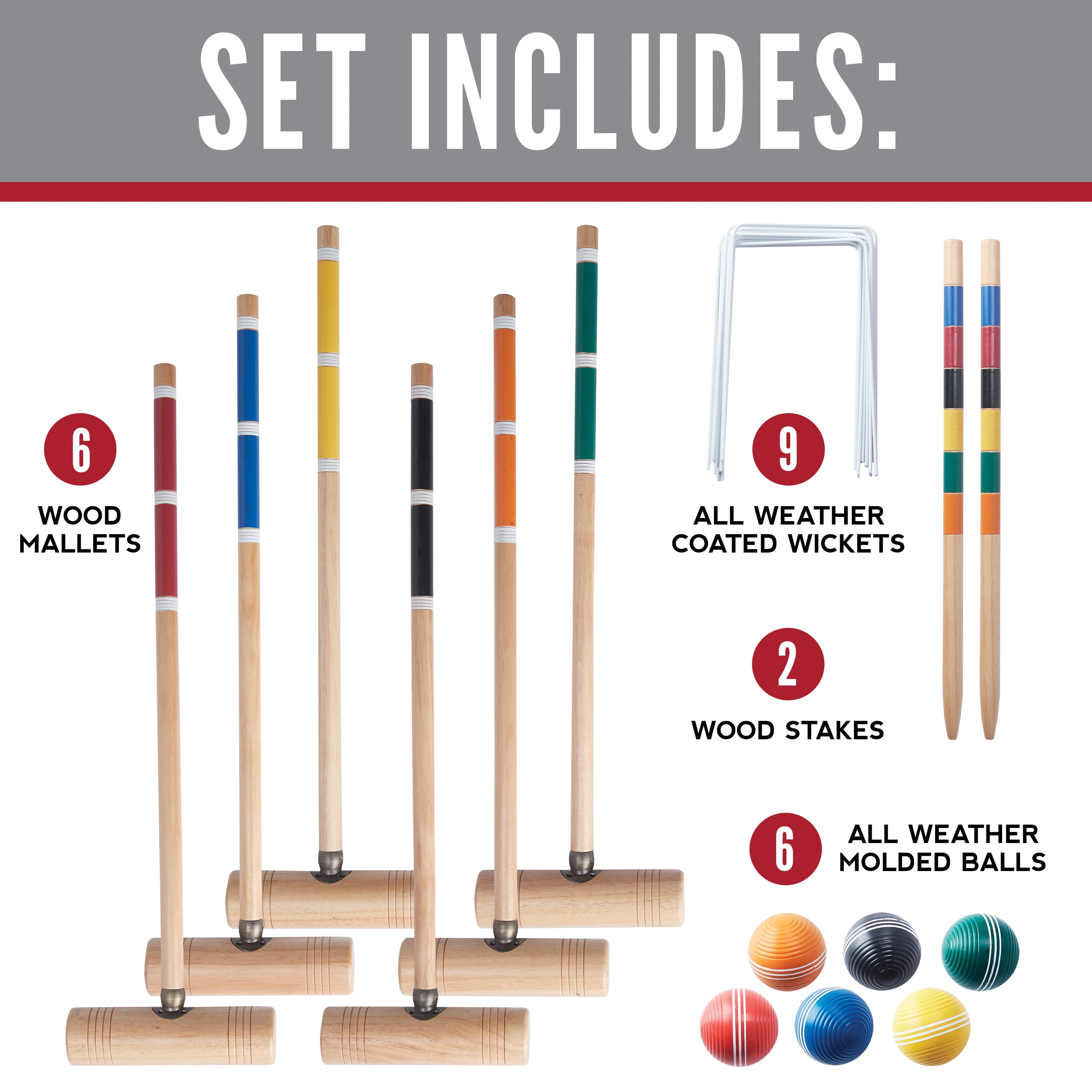 Franklin Sports Croquet Set - Professional Set - 6 Players