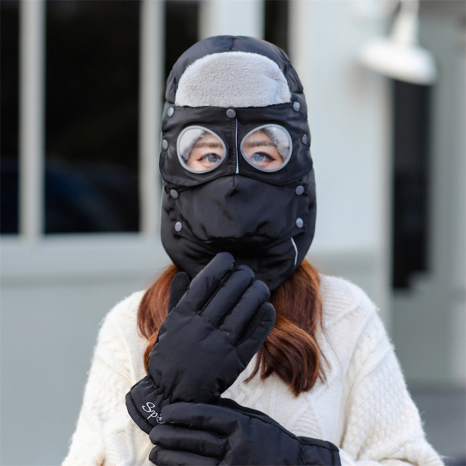 Clearance Winter Face Mask Tie Outdoor Cycling And Winter Balaclava Black One Size