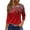 Red #084, variant on HaHaHappy Christmas Shirts for Women Plus Size Funny 3/4 Sleeve Tunic Tops Christmas Snowman Print Ugly T-Shirts Crew Neck Casual Three Quarter Length Pullover Cute Blouses Vermilion S