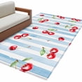 Blue Gradient Stripes 3'x5' Rug for Bedroom Foot of Bed Small Living ...