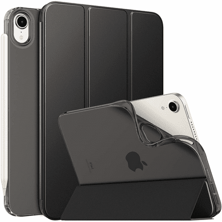 Kilif Yeni iPad Mini 6 8,3 inç 2021 (iPad Mini 6. Nesil), PU Deri Çanta Koruyucu Kilif Yari Saydam TPU Arka Kapak Otomatik Uyku/Uyanma Fonksiyonu, Siyah