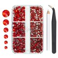 thumbnail image 1 of qiipii 2550 piezas de diamantes de imitación rojos para decoración de uñas con parte trasera plana para maquillaje facial, gemas de uñas rojas de Siam, piedras preciosas de cristal K9 SS4 ~ SS20, 6 ta, 1 of 4