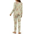 thumbnail image 3 of SCRAWLGOD Flower Womens Pajamas Long Sleeve Sleepwear Set of 2 Pjs Women Fall Clothing Size 2XL Crewneck Pajama with Pockets Elastic Women Lounge Set Soft, 3 of 7