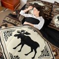 thumbnail image 4 of Manfei Brown Check Pine 7-Piece King Bedding,Vintage Moose Grid King Bed in a Bag,Black Reversible, 4 of 7
