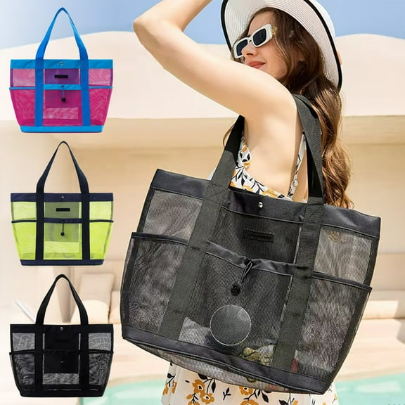 Viflosae Beach Bags Waterproof Sandproof Large Beach Bag 5 Compartments Mesh Shower Rack Portable Dry Hanging Wash Bag for College Dorm Room Travel Tote Bag for Camping Bathroom Beach Swimming Gym