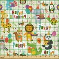 thumbnail image 2 of Ambesonne Birthday Party Fabric by the Yard Upholstery, Happy Animals Fun, 5 Yards, Grey Yellow Multicolor, 2 of 5