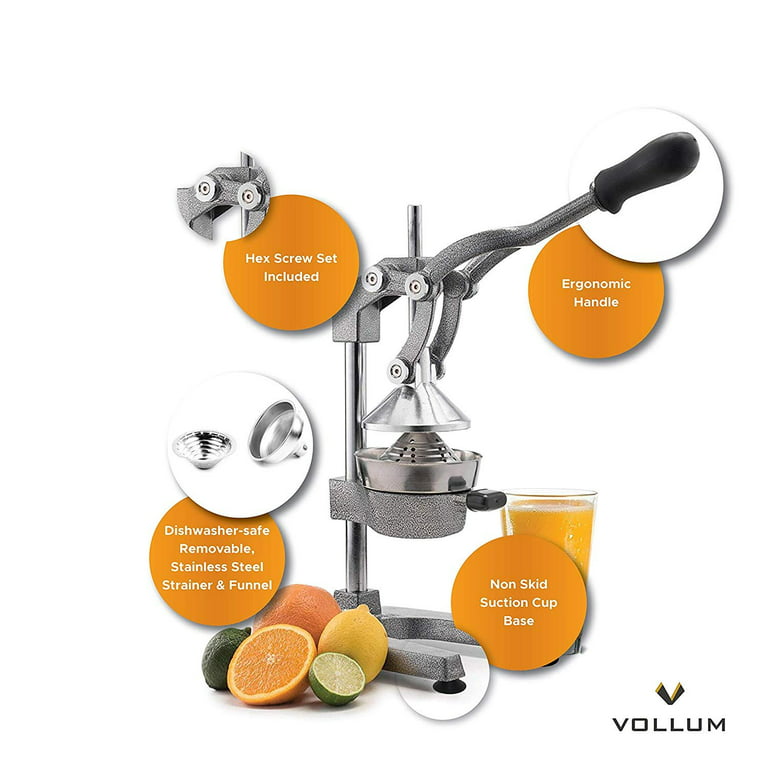Artisan Crafted Cast Aluminum Professional Grade Manual Hand Press Juicer  For Fresh Squeezed Orange, Lemon, Lime, Grapefruit and Citrus Fresh Morning