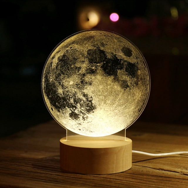 unbranded De LED Con Base De Madera Y Carga USB Para Ambiental