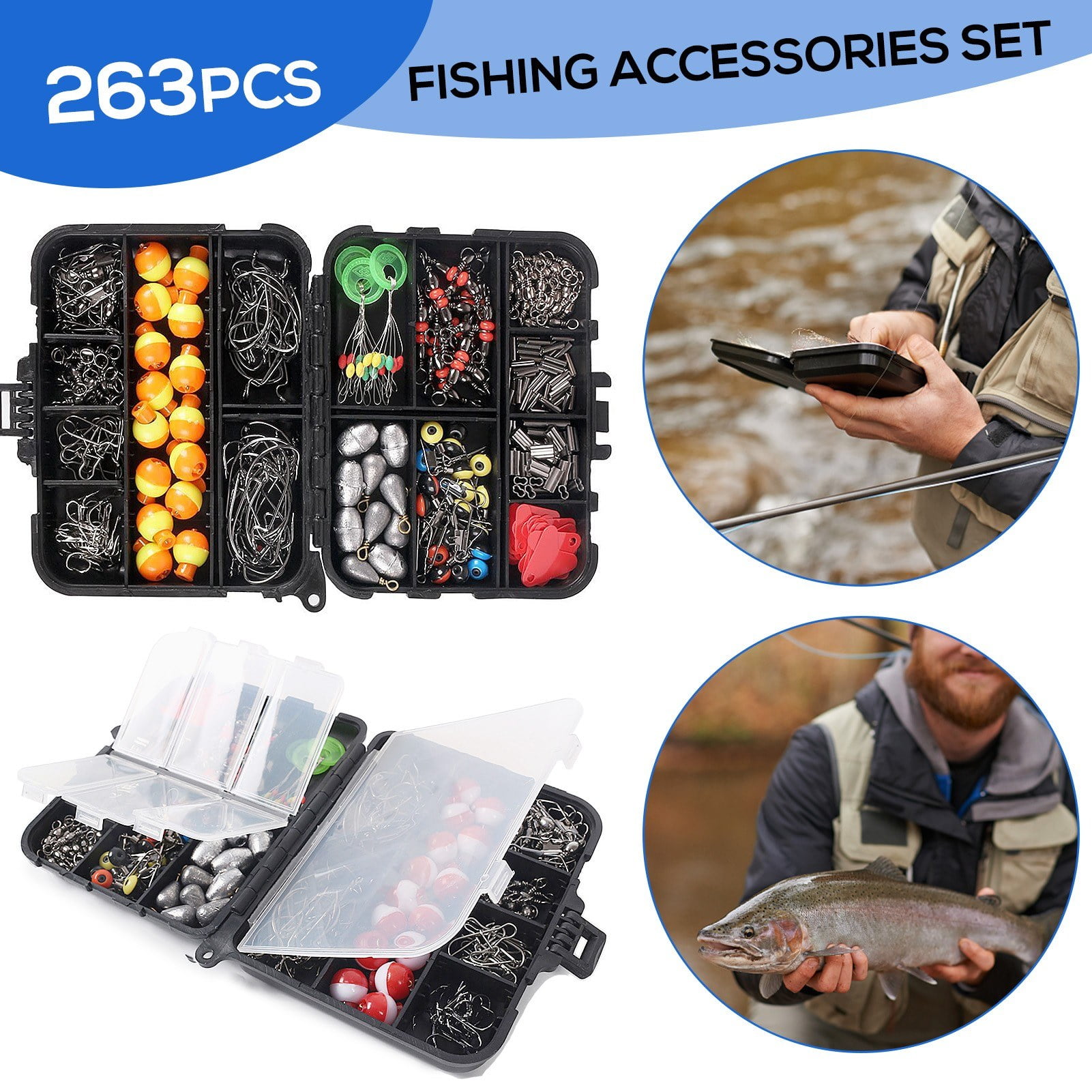 263-Piece Fishing Accessories Set with Tackle Box and Tools
