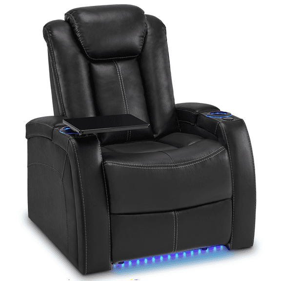 MCombo Power Recliner Chair Home Theater Seating with Adjustable Headrest, Hidden Arm Storage HTS422