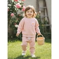 thumbnail image 5 of Caoirhny Baby Girls 2 Piece Outfits Creative Flower Embroidery Long Sleeve Crew Neck Tops and Elastic Waist Pants Set, 5 of 9